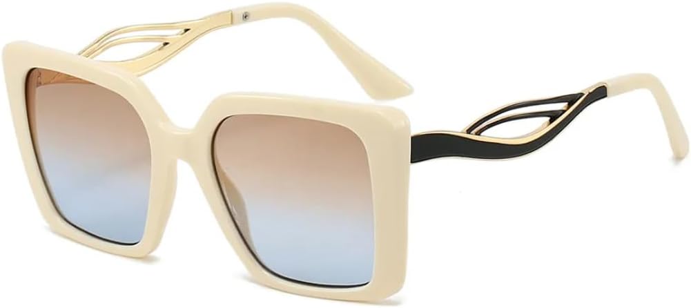 

Ретро-солнцезащитные очки с леопардовым принтом, квадратной оправой, для женщин, с ажурным дизайном, для мужчин, повседневные, защита от УФ-излучения UV400 UATXTAU, Beige Blue