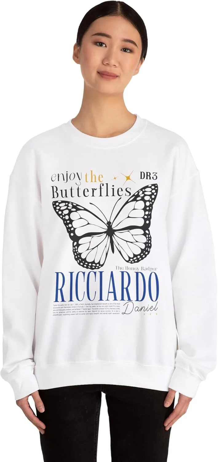 Футболка Enjoy The Butterflies, футболка с изображением бабочки Риккардо, подарок для любителя автоспорта, футболка в стиле гонщика Риккардо GENERIC, белый — фото 3