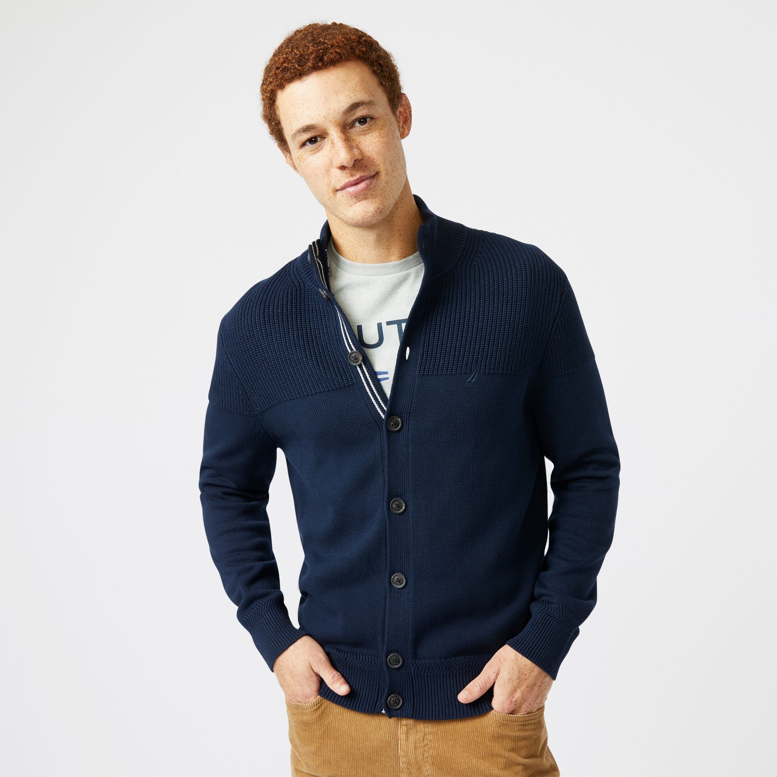 

Nautica Mens Big & Tall текстурированный кардиган с пуговицами, темно-синий