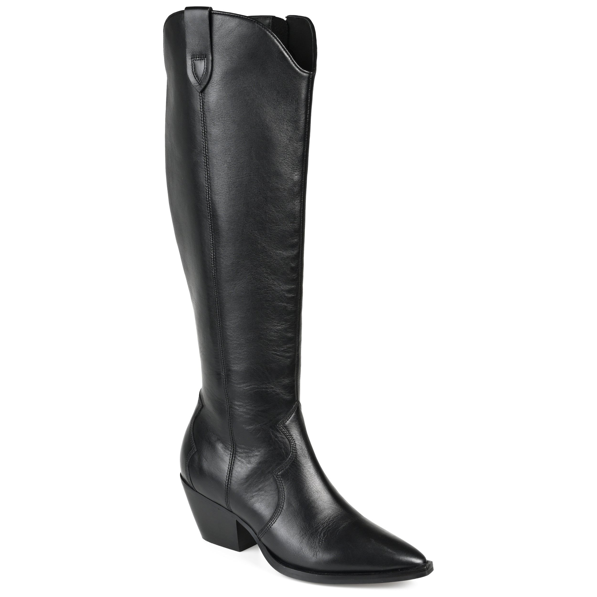 Женские ботинки Journee Signature Extra Wide Calf из натуральной кожи Tru Comfort Foam Pryse, черный