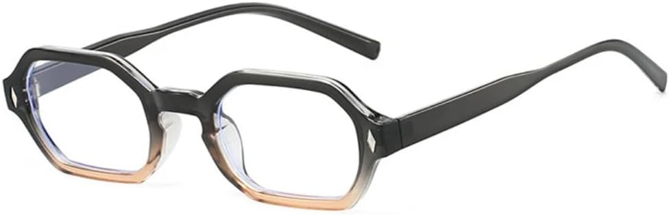 

Ретро солнцезащитные очки в форме многоугольного прямоугольника для женщин, защита от УФ-излучения UV400, модные линзы с прозрачным градиентом, для мужчин, ретро оправа с заклепками TKKTLLT, Grey Orange Clear