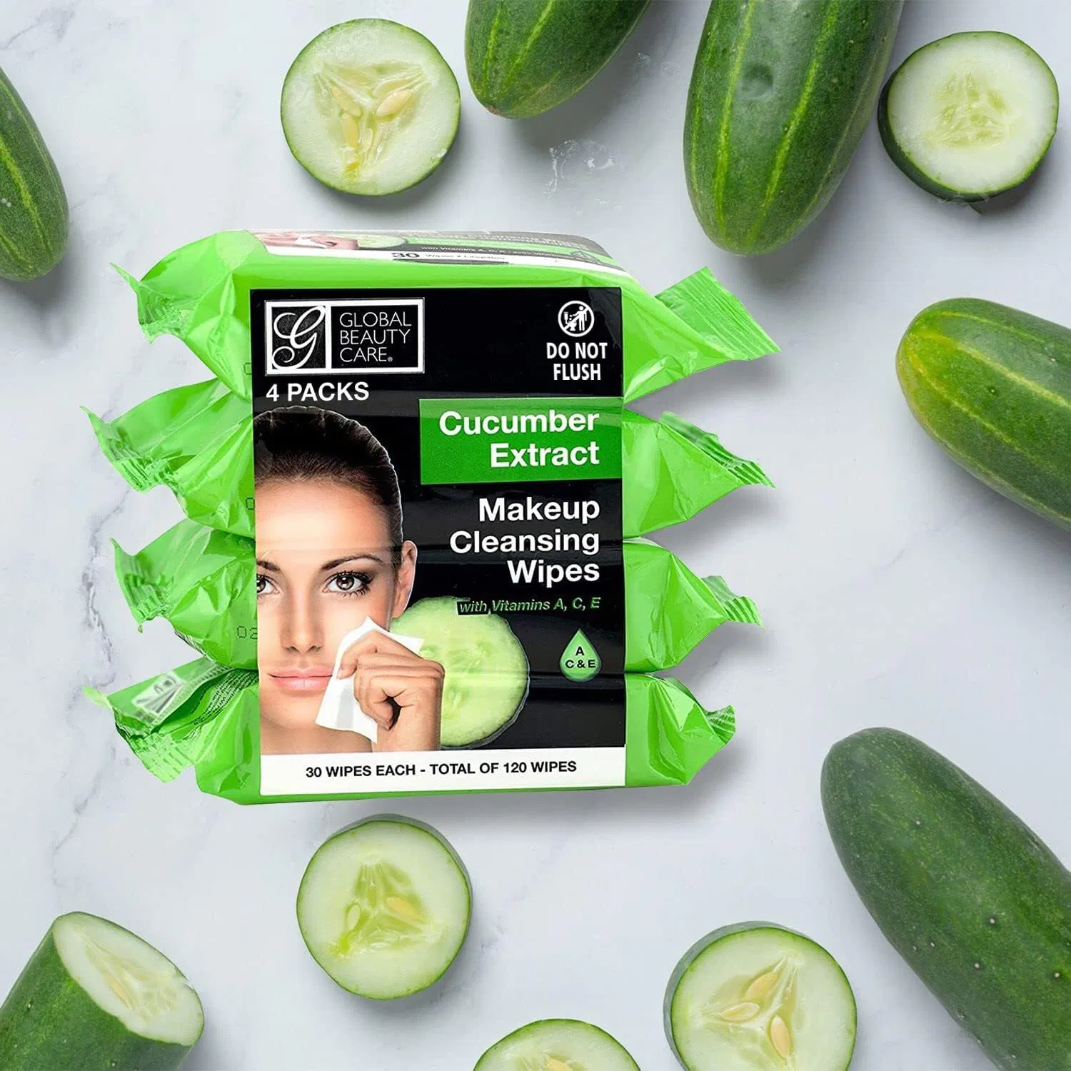 Средство для снятия макияжа Global Beauty Care — Очищающие салфетки с огурцом — фото 3