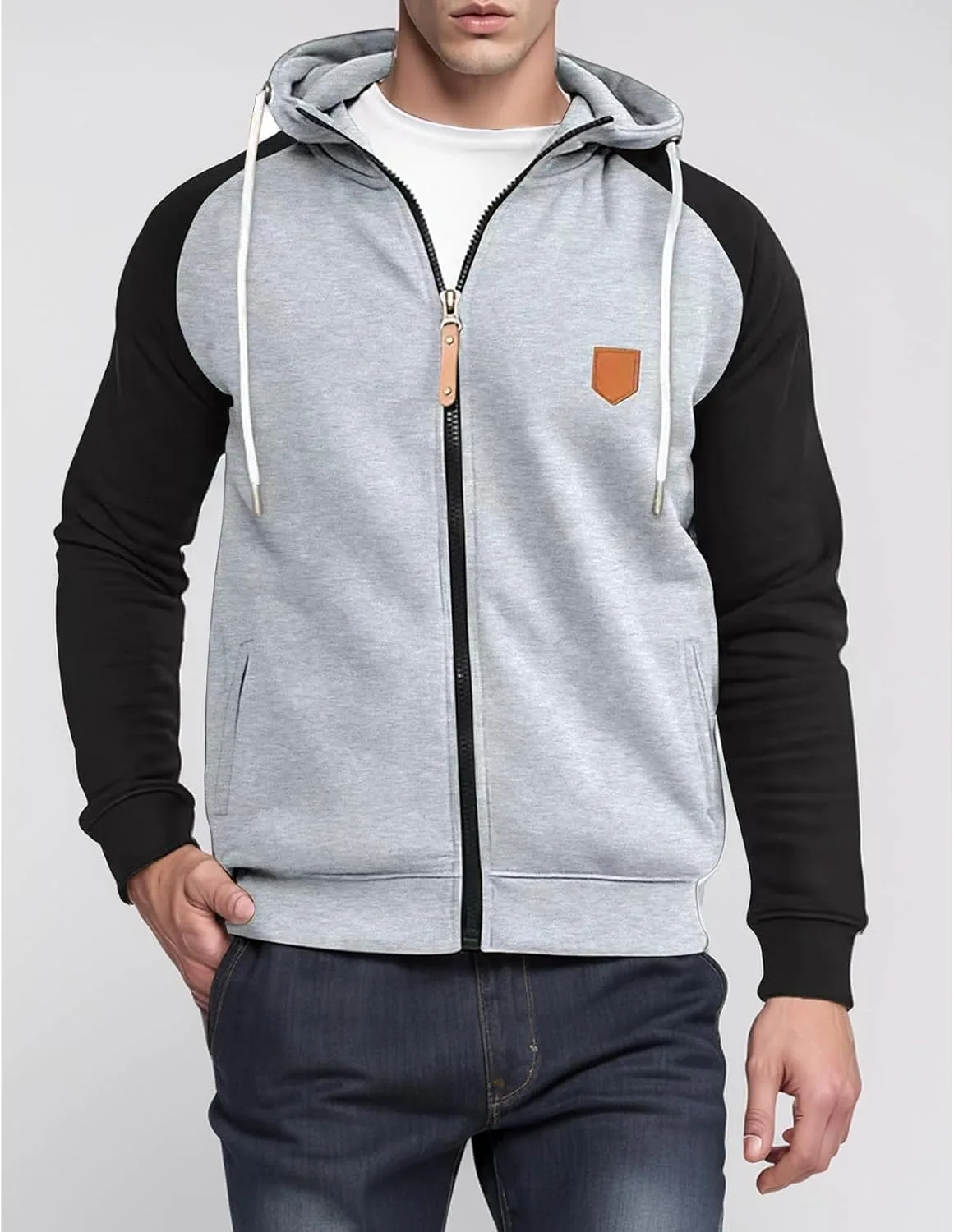 Мужская худи с цветными блоками Casual Full Zip Up — фото 2