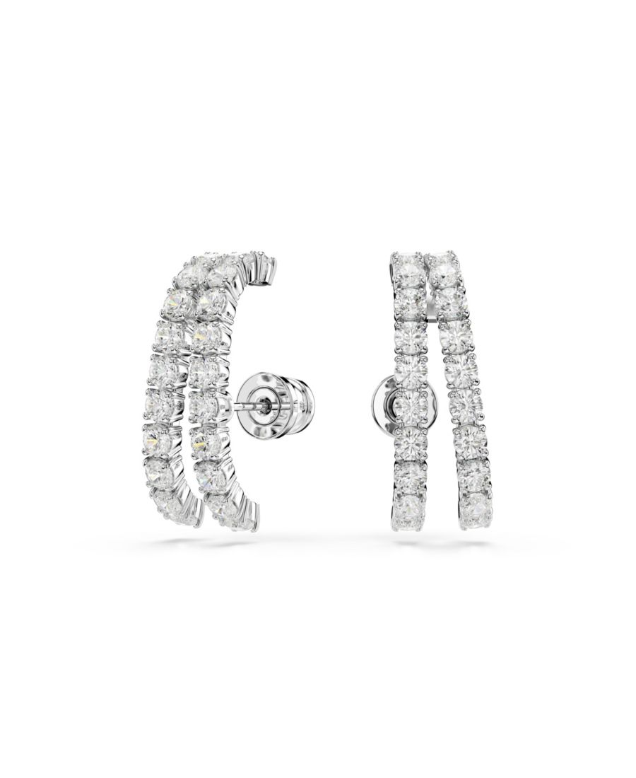 

Серьги-манжеты Matrix White с родиевым покрытием и круглой огранкой Swarovski, Clear, Silver
