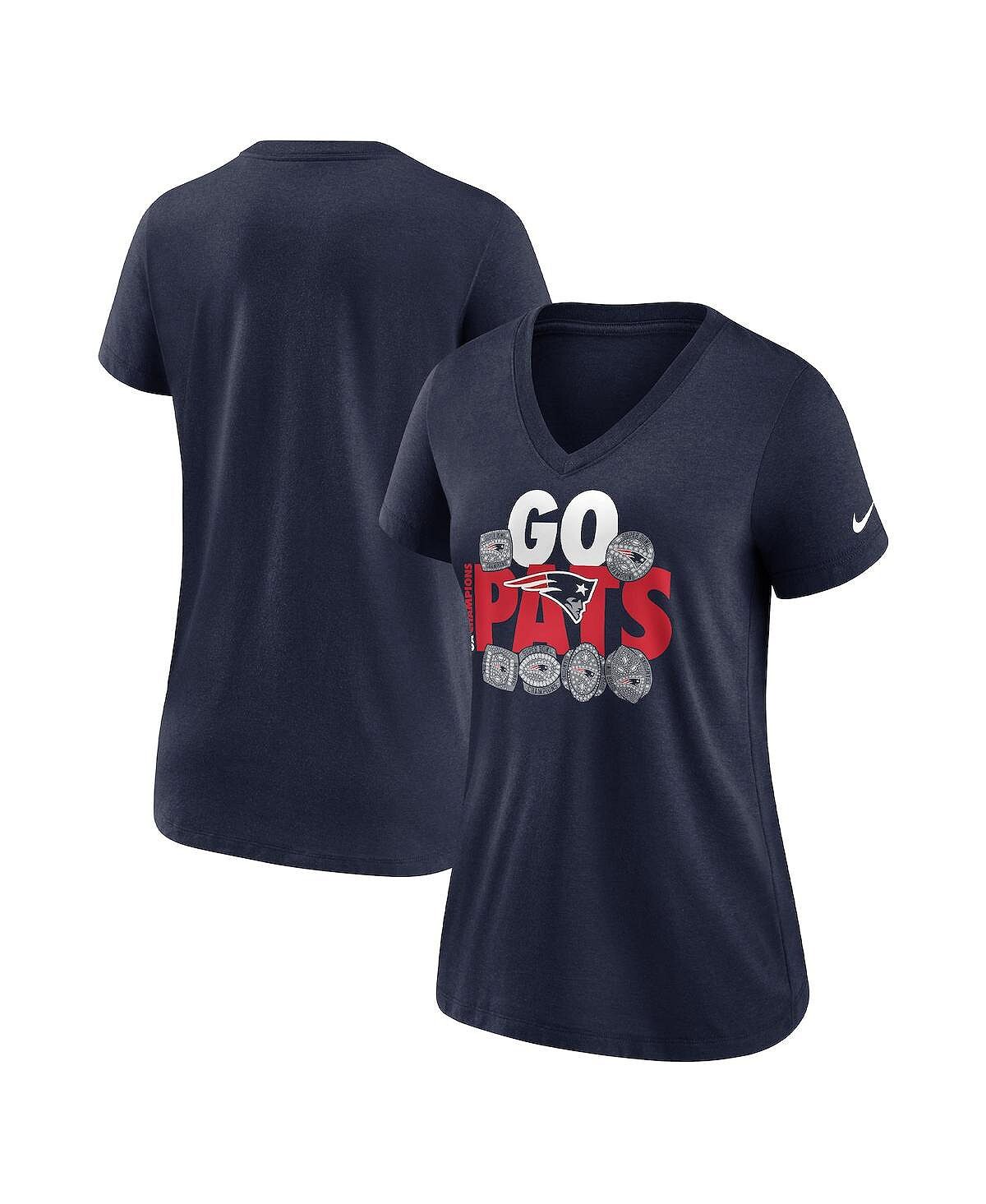 

Женская темно-синяя футболка New England Patriots Hometown Collection Tri-Blend с v-образным вырезом Nike, темно-синий