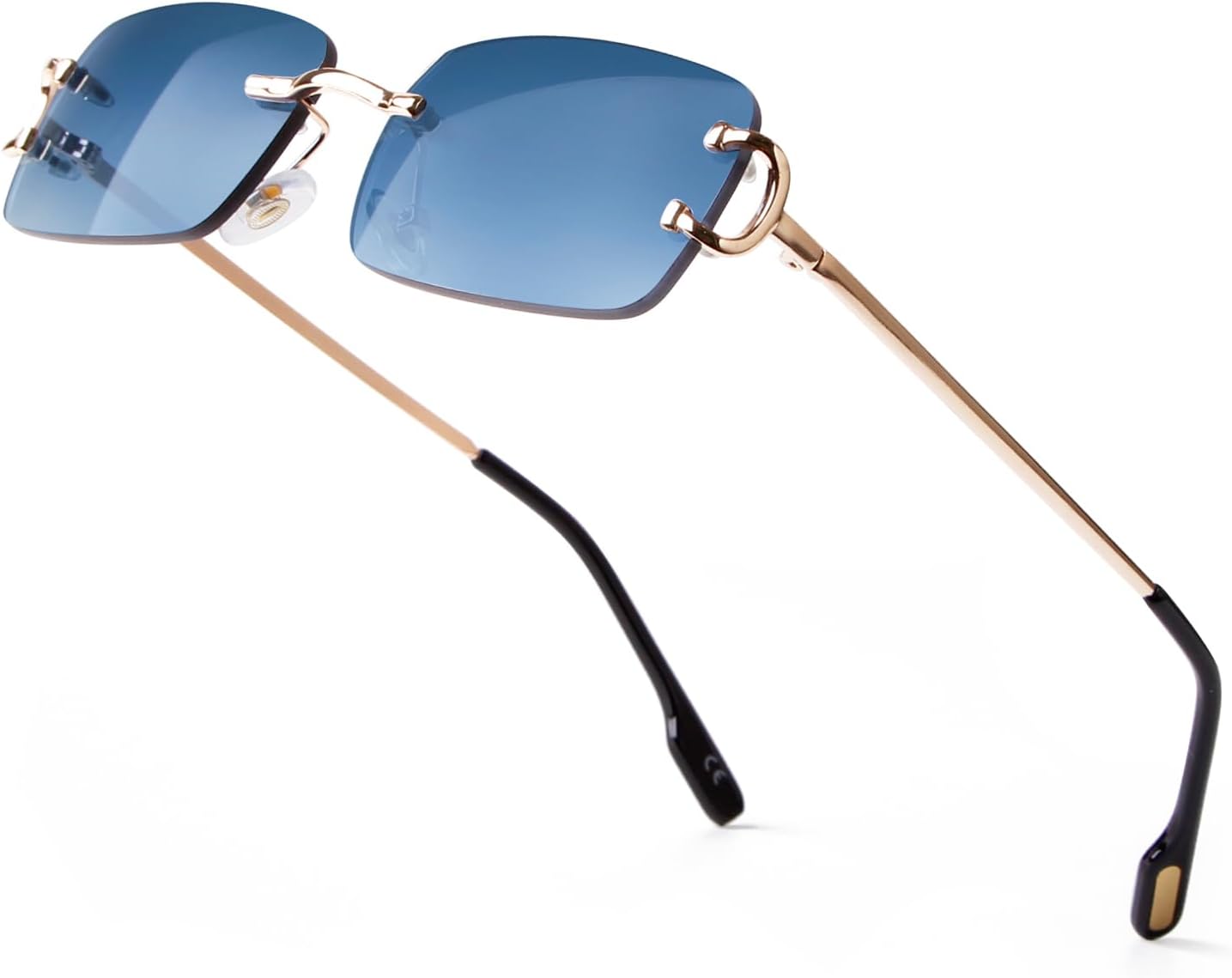 

Винтажные прямоугольные солнцезащитные очки без оправы для женщин и мужчин, модные квадратные солнцезащитные очки без оправы из золотистого металла, прозрачные очки piscm, Y-gradient Brown Lens