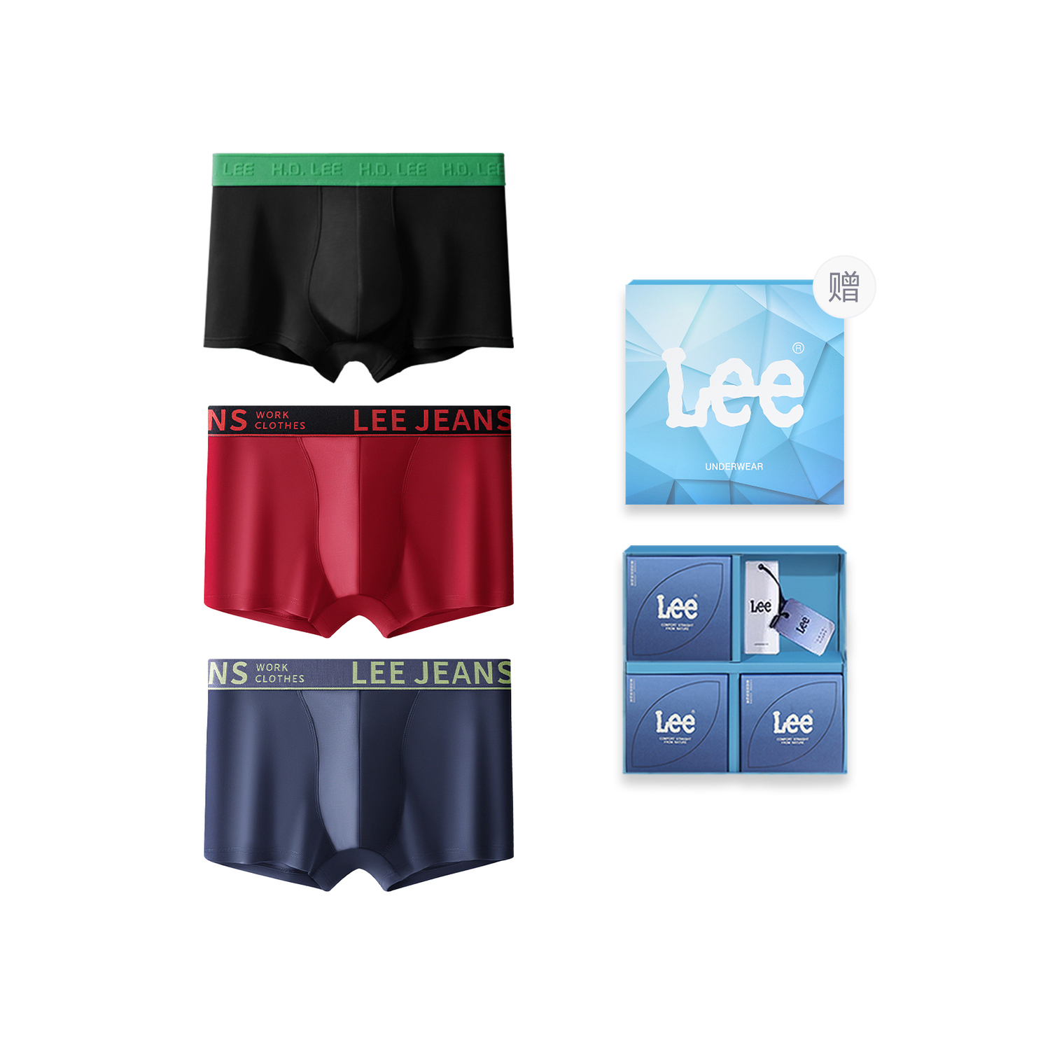 

Трусы мужские бокс 3 шт Lee, темно-синий