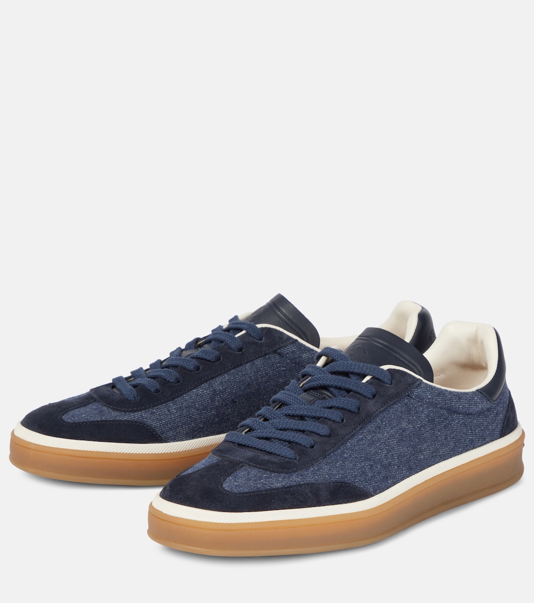 Теннисные кеды Walk с отделкой из замши и денима Loro Piana, Surge Blue — фото 4
