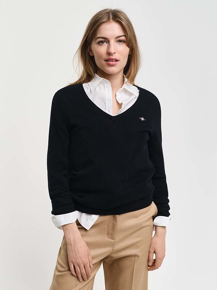

Пуловер Gant Wollpullover, черный