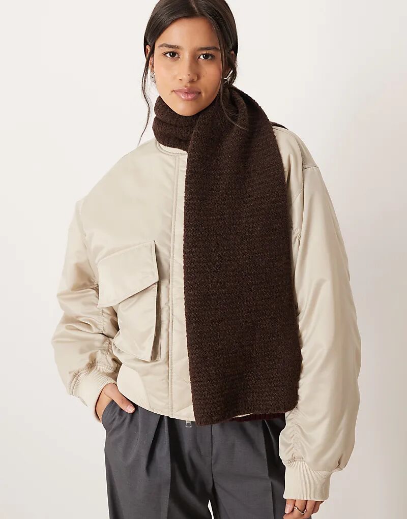 

Шарф ASOS DESIGN в рубчик шоколадного цвета