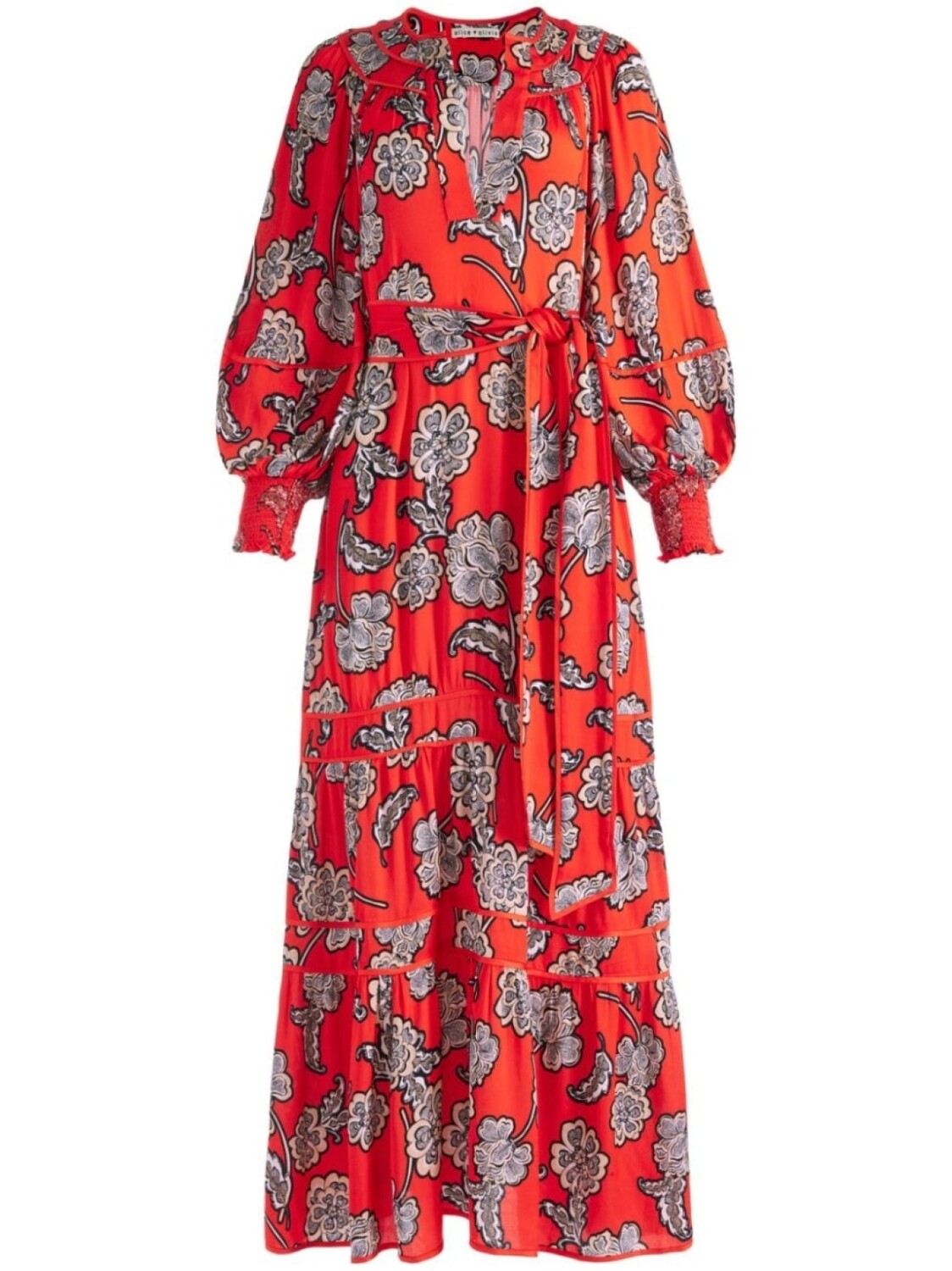 

alice + olivia платье миди Lyla с цветочным принтом, красный