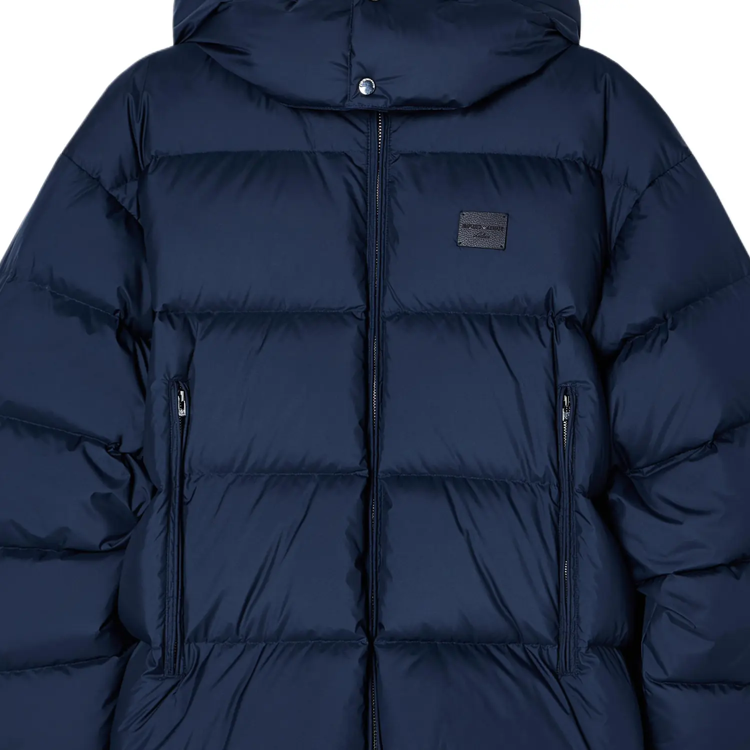 EMPORIO ARMANI Водоотталкивающая стёганая куртка с капюшоном из рипстоп нейлона на пуховом утеплителе, Marine Blue — фото 2