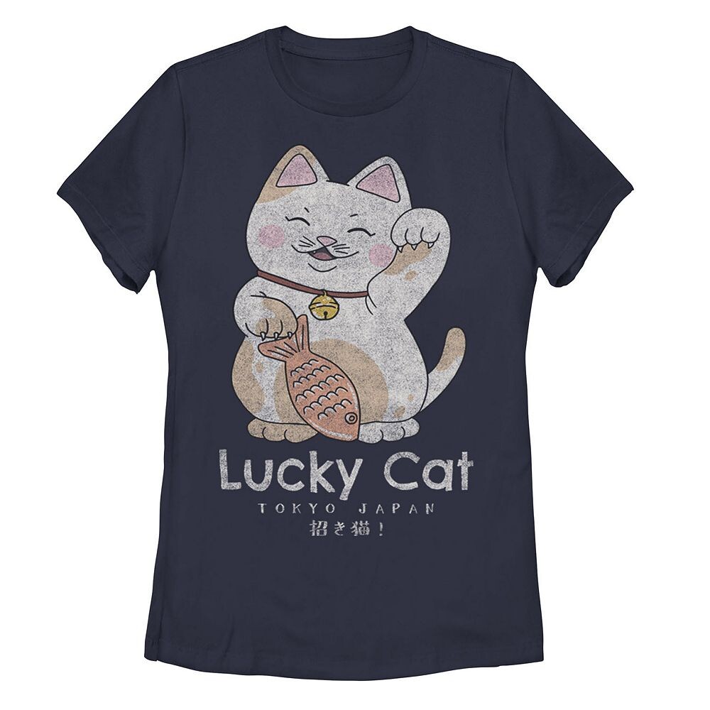 

Футболка Lucky Cat Tokyo Japan для юниоров с графическим рисунком, темно-синий