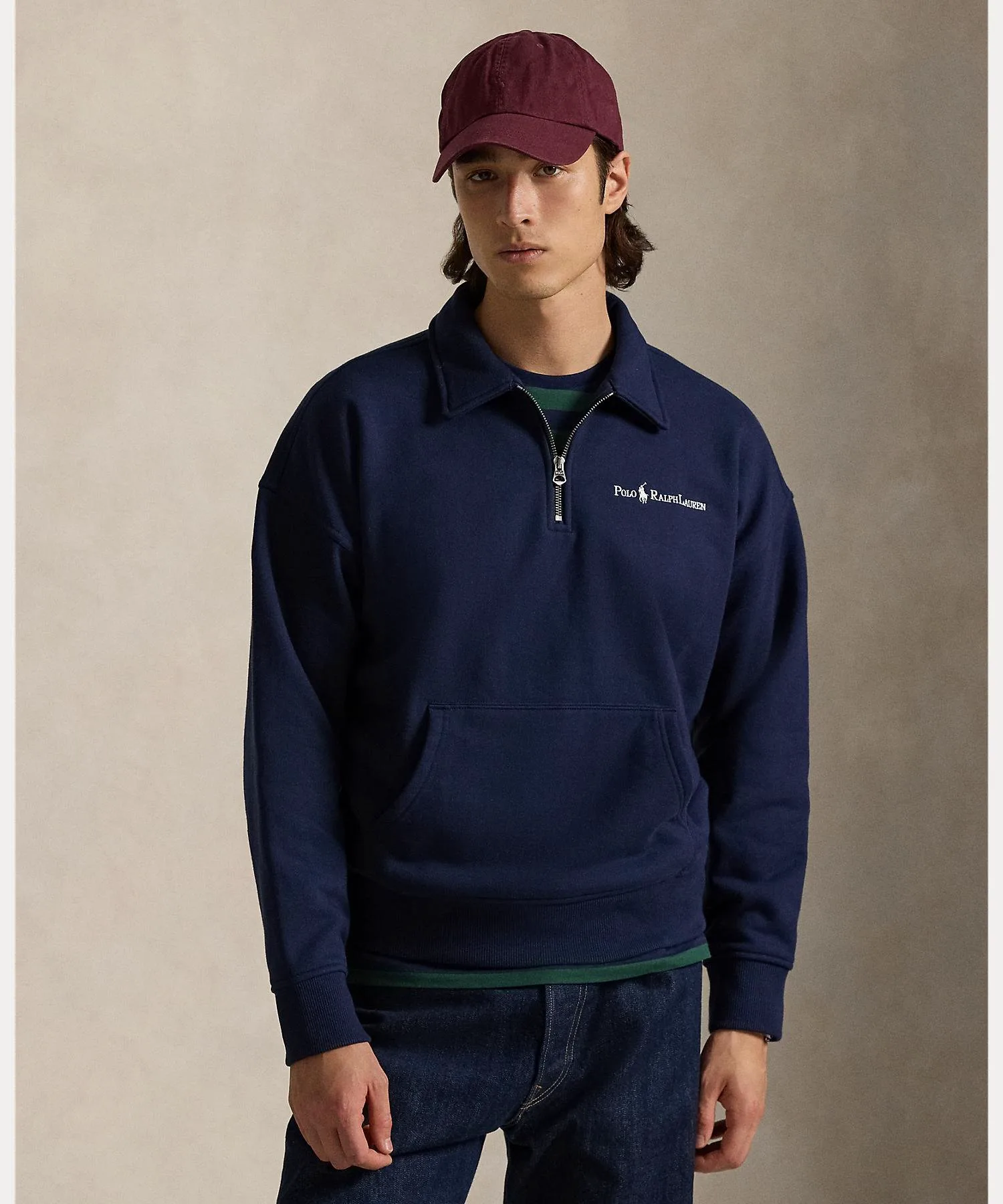 Толстовка свободного кроя с воротником и логотипом. Polo Ralph Lauren, 410 Navy