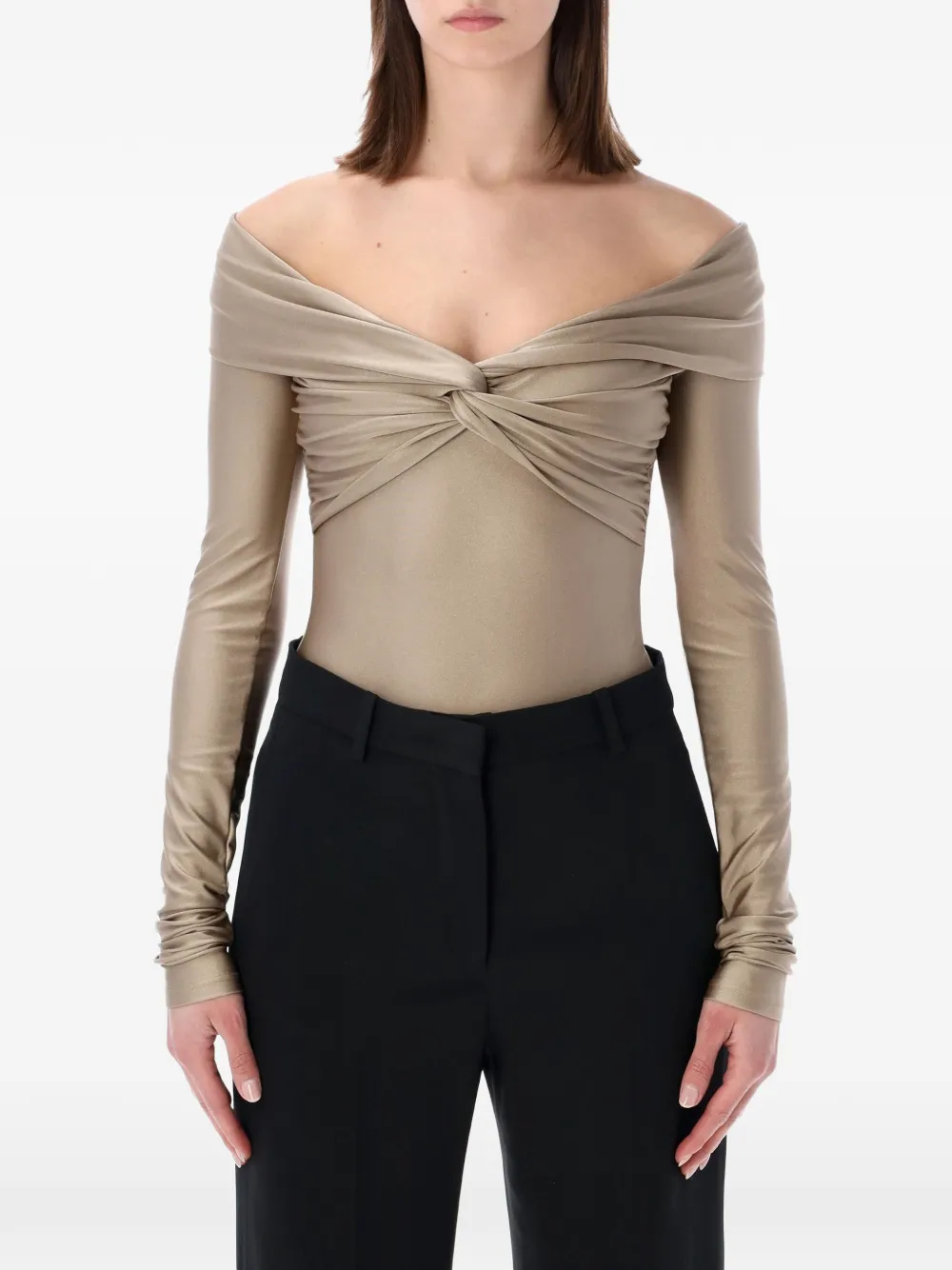 

Боди с длинными рукавами и узлом The Andamane, бежевый