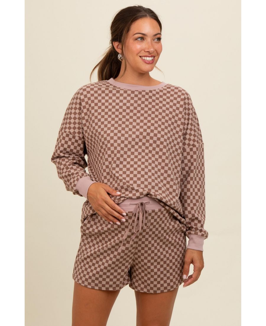 

Комплект для беременных: пуловер, шорты и клетчатый узор цвета мокко Pinkblush, Mocha