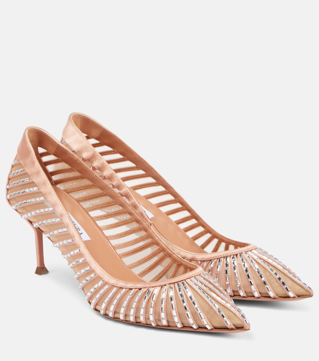 Атласные туфли Passions Crystal 65 Aquazzura, Poudre