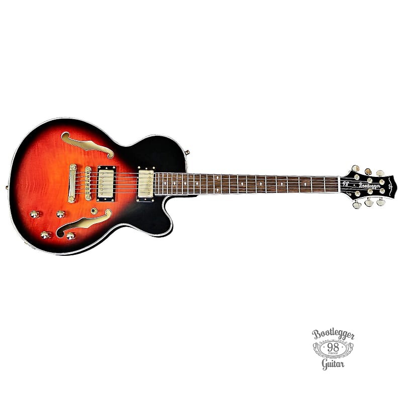 

Электрогитара Bootlegger Guitar DeVille Arch Top Hollow Body Red Burst OHSC Case