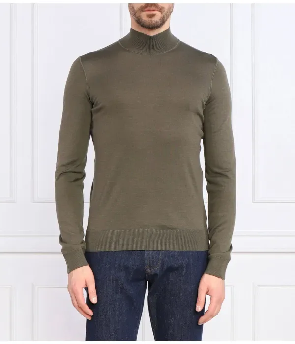 Шерстяной свитер Lodiego regular fit Boss, зеленый