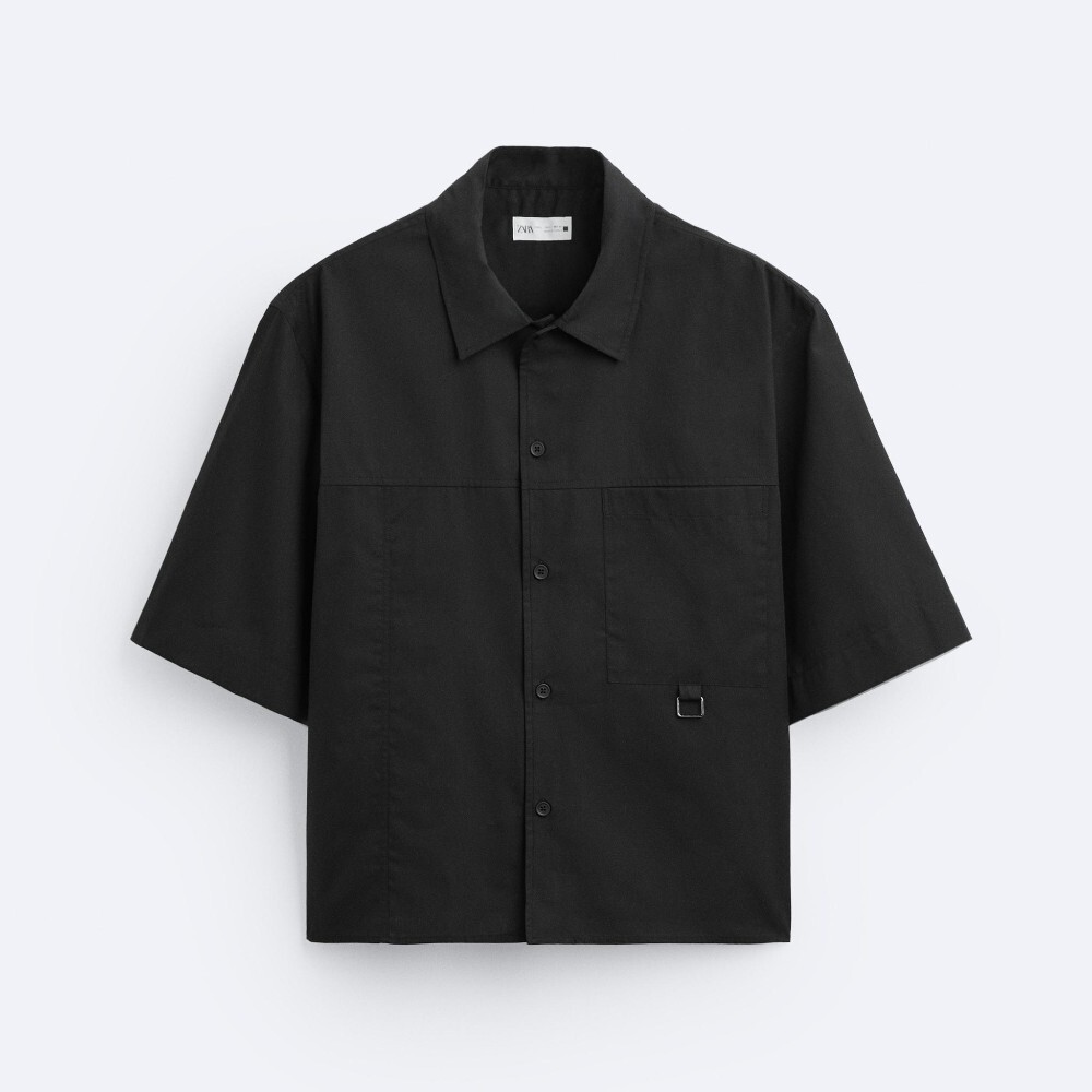 

Рубашка Zara Cropped Fit, черный