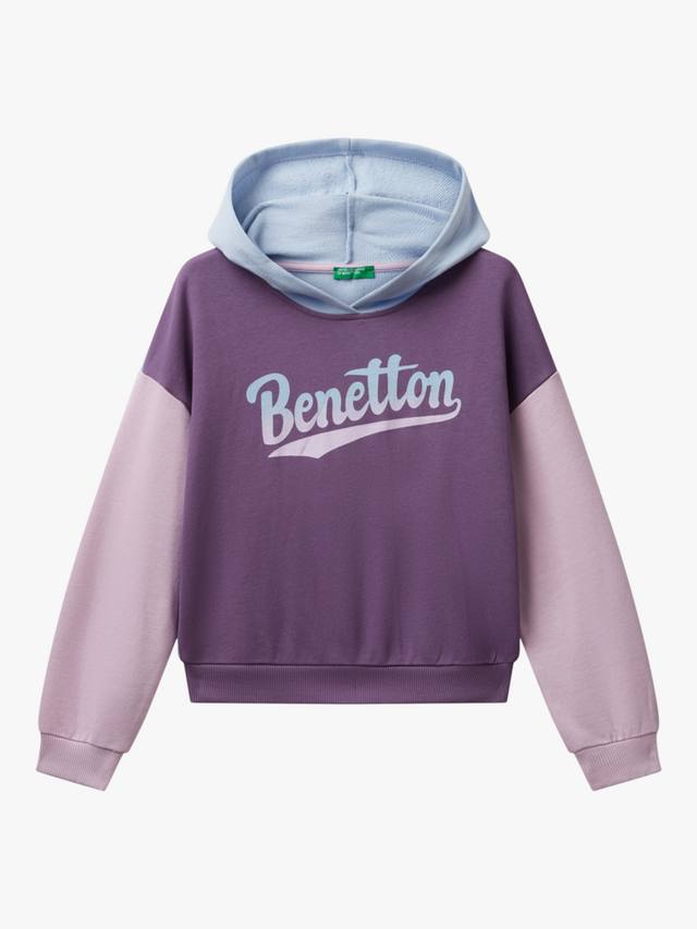 

Детская худи с цветными блоками и логотипом из хлопка Benetton, Multi