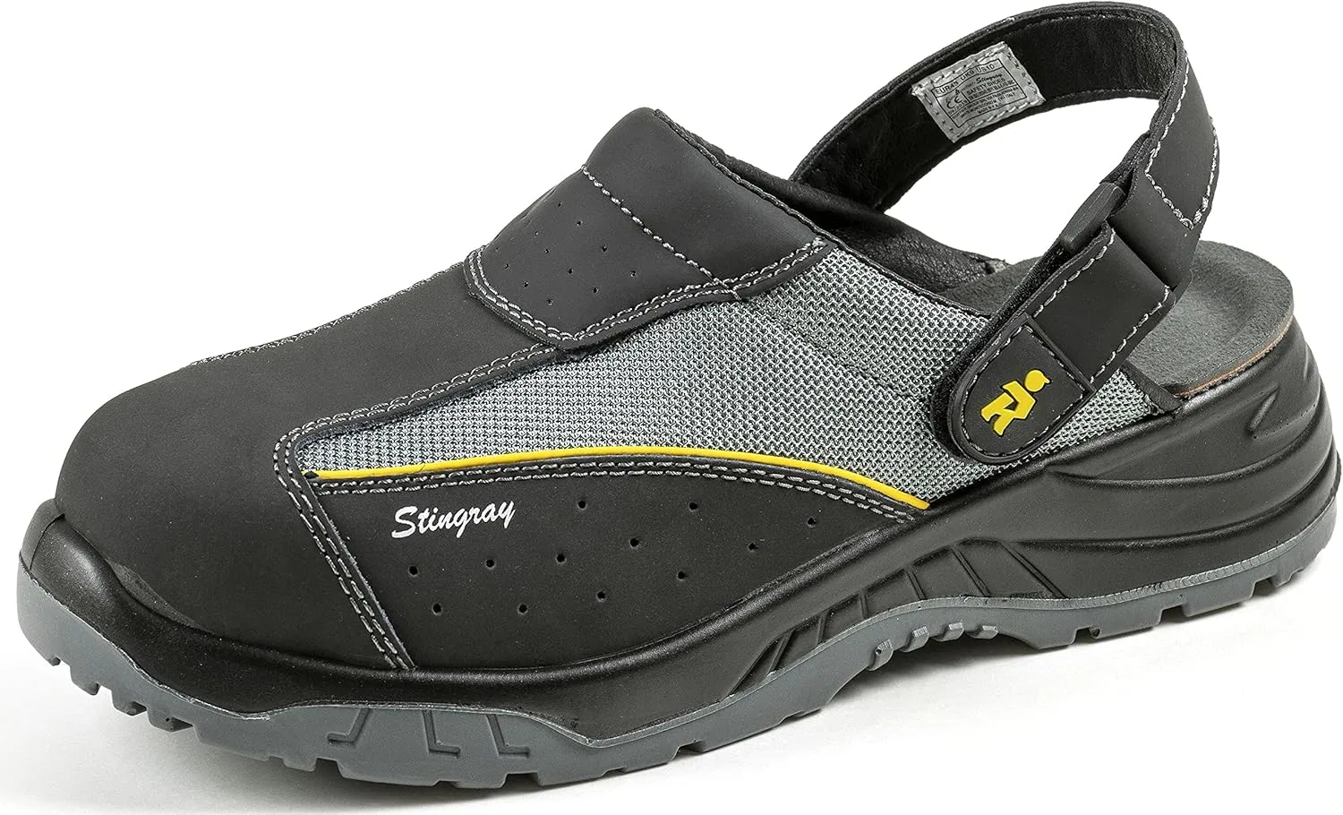 Защитные сабо EuroRoutier Stingray из черной кожи с сертификатом CE: EN ISO 20345: 2011 SB AE-FO-SRC