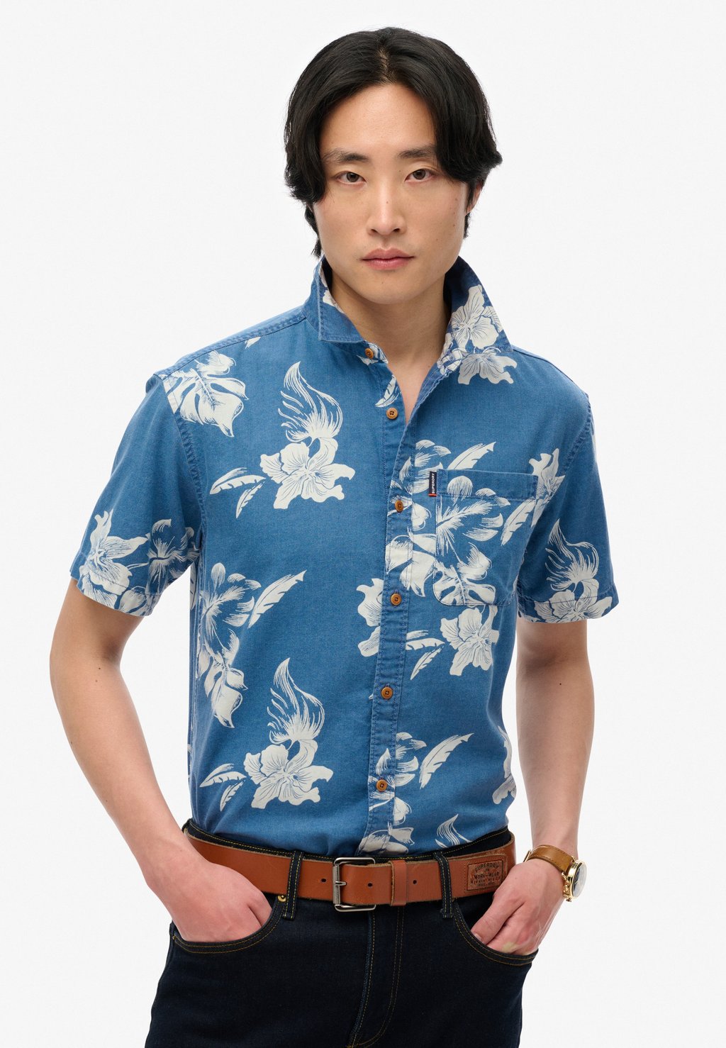 

Рубашка VINTAGE LOOM SHORT SLEEVE Superdry, синий