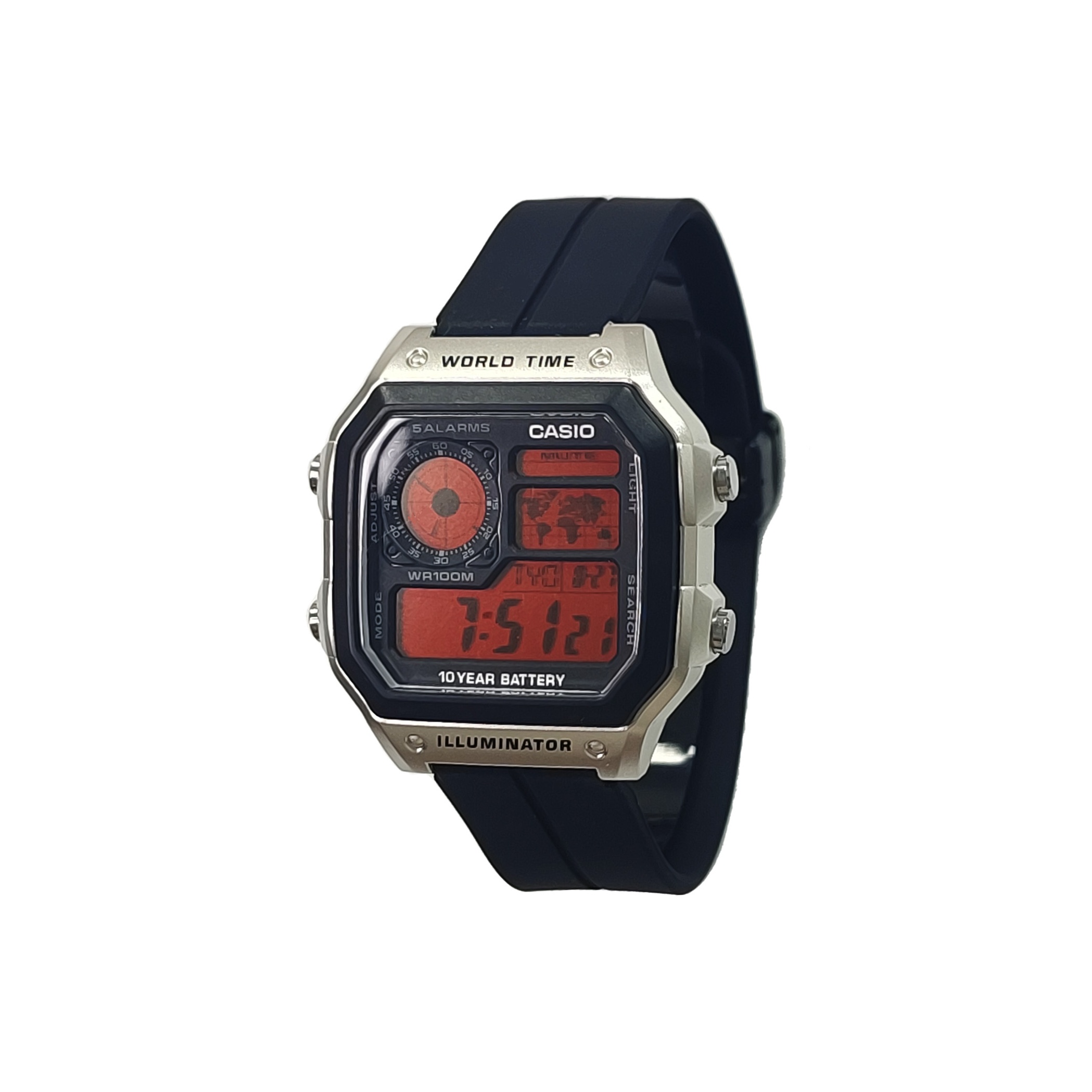 

CASIO Часы Retrofit Series Quartz Movement Silicone Strap Watch Unisex Black Dial