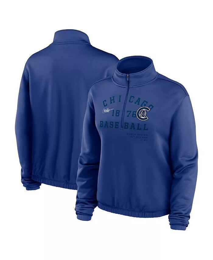 

Женская толстовка Royal Chicago Cubs Rewind Splice с застежкой-молнией на четверть длины Nike