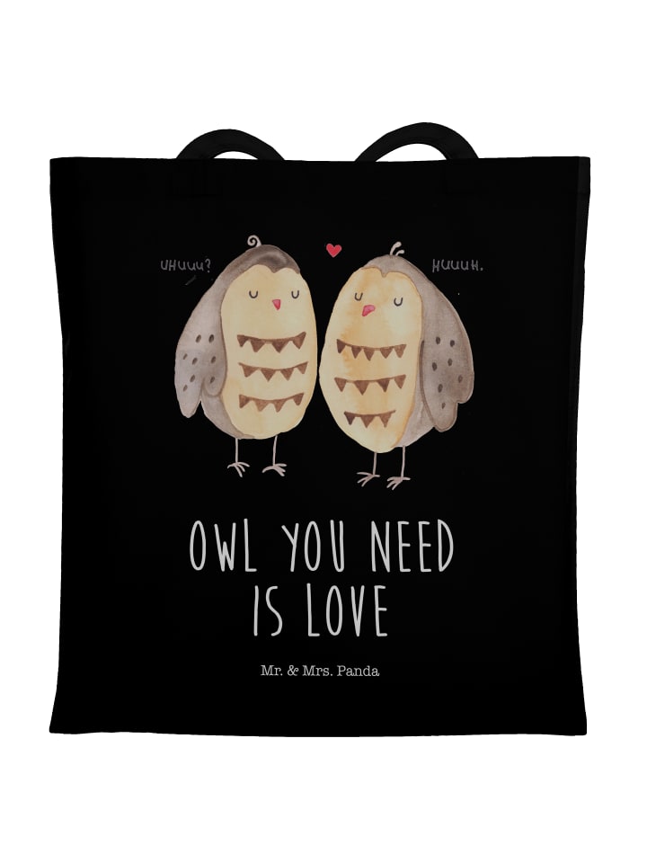 

Mr. & Mrs. Panda Джутовая сумка с изображением совы и надписью черного цвета