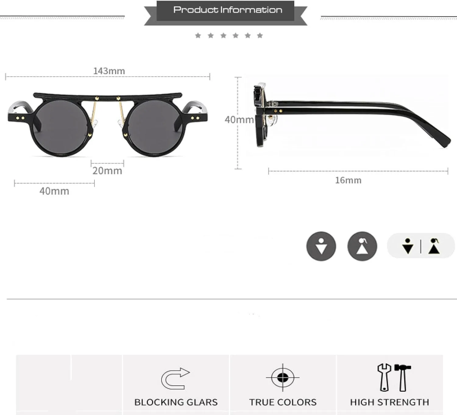 

Панк-солнцезащитные очки круглой формы для женщин и мужчин, модные, светло-серые линзы цвета океана, разноцветные, роскошные, с заклепками HHZZYVY, Blue-brown