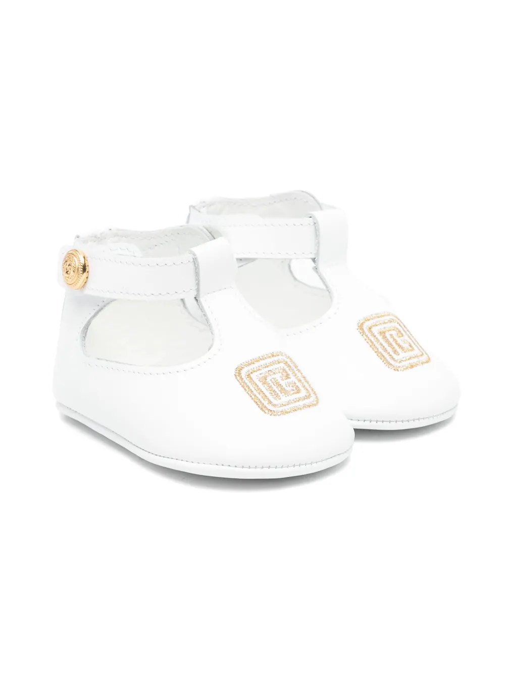 

Балетки с вышитым логотипом Balmain Kids, белый