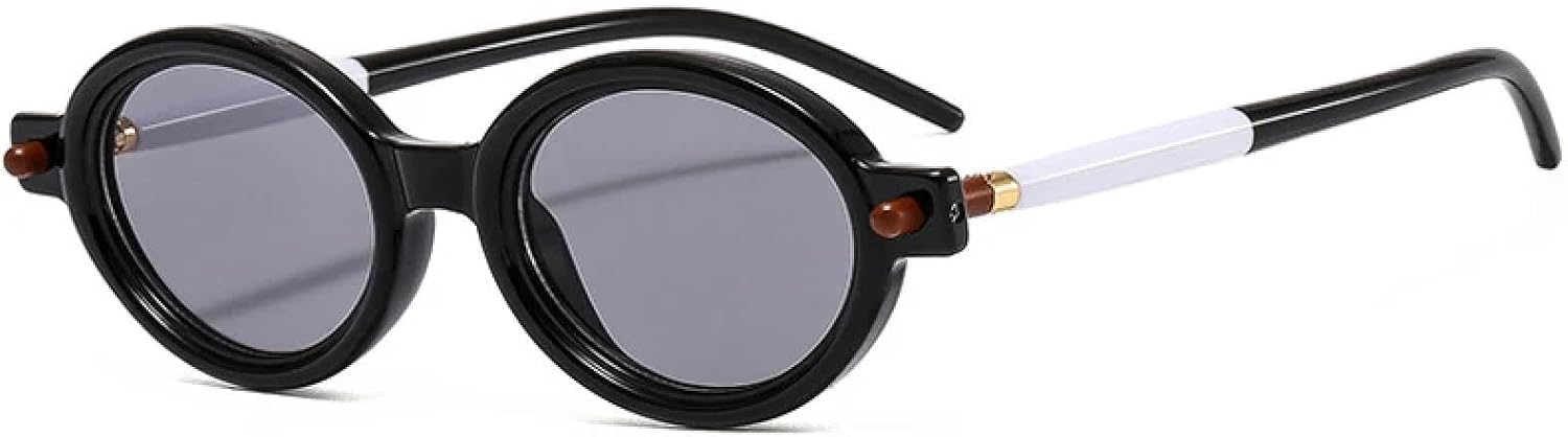 

Популярные модные маленькие овальные солнцезащитные очки для женщин в стиле ретро с прозрачными линзами цвета океана, для мужчин в стиле панк с заклепками, защита от УФ-излучения UV400 HHZZYVY, Black Light Gray