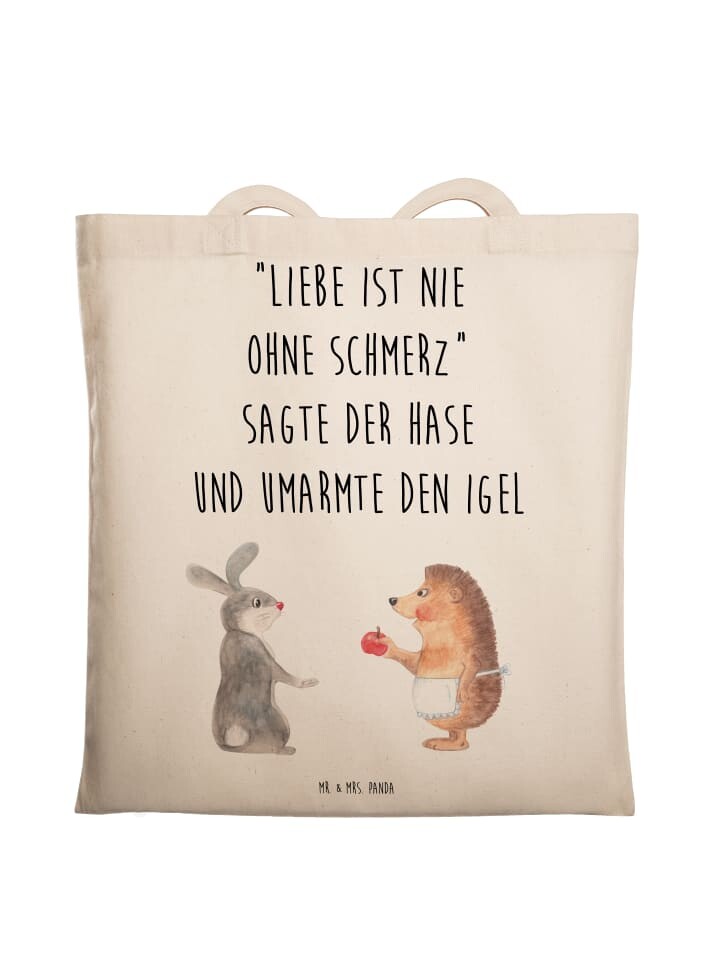 

Сумка Mr. & Mrs. Panda Tragetasche Hase Igel mit Spruch, кремовый