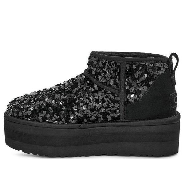 Кроссовки ультра мини с крупными пайетками Ugg, черный