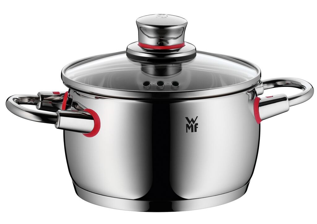 

Кастрюля WMF Quality One высотой 16 см, стеклянная крышка с отверстием для пара, кастрюля для мяса 2,0 л, полированная нержавеющая сталь Cromargan, индукционная кастрюля, без покрытия