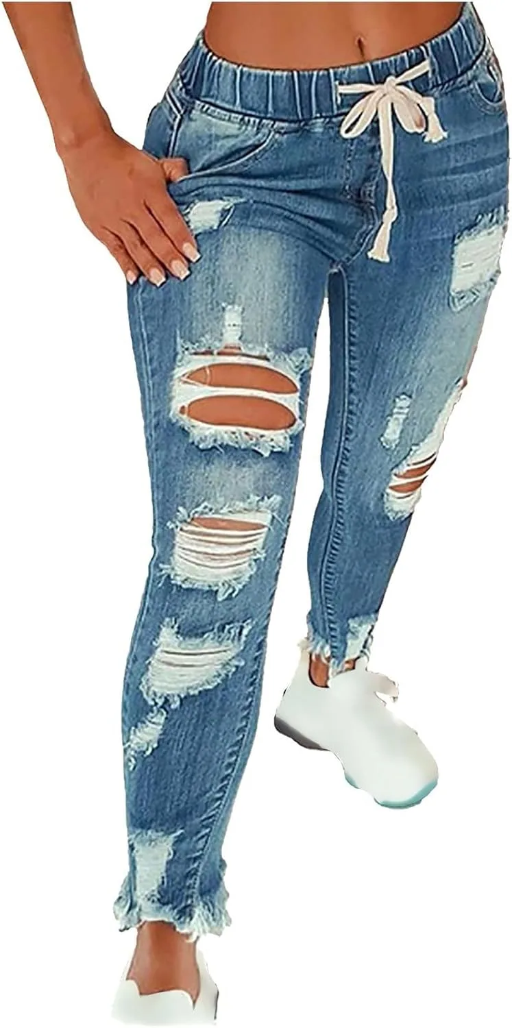 

Женские джинсы скинни distressed, рваные, с завышенной талией и эффектом подтяжки