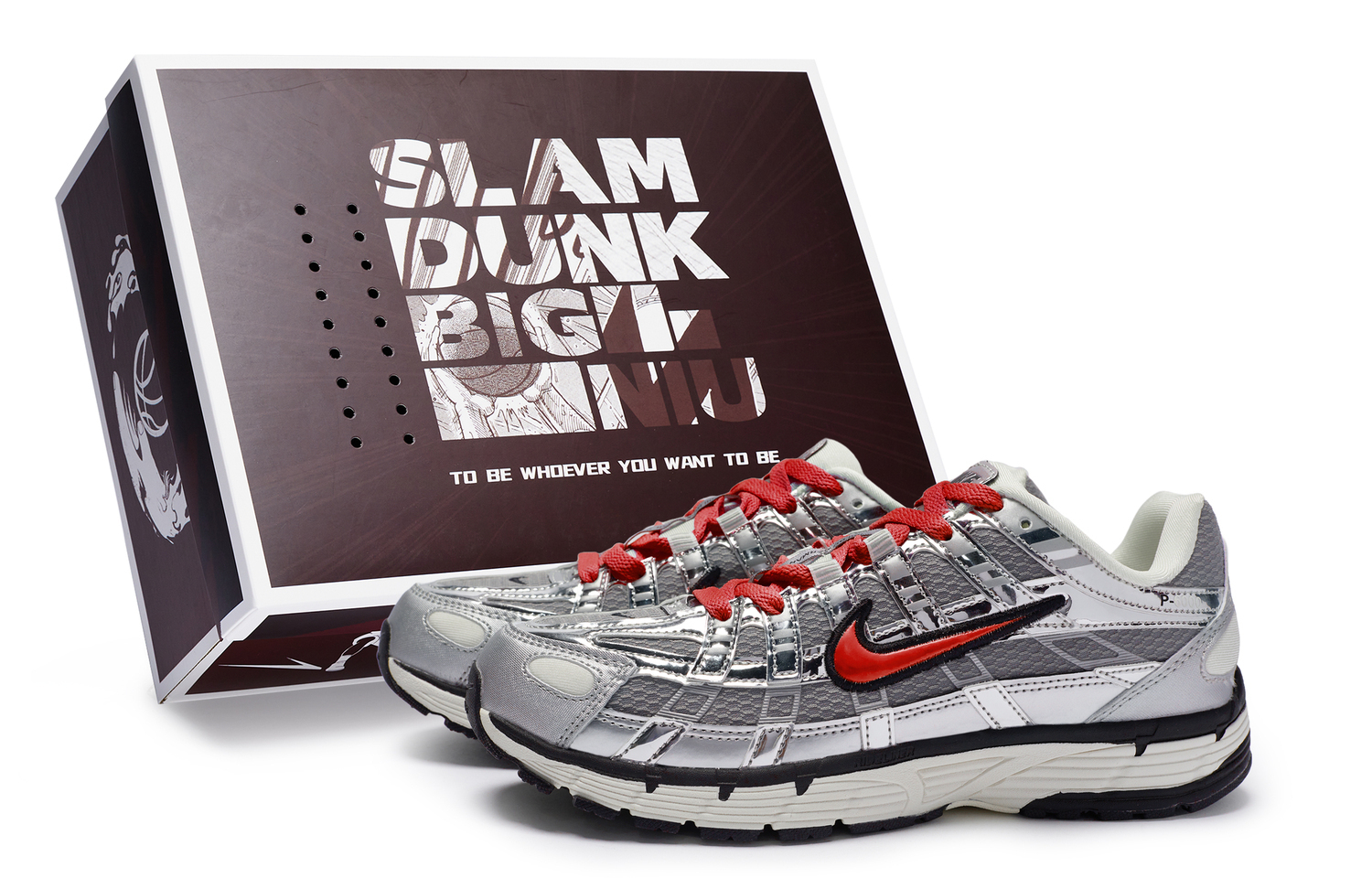 Nike P-6000 противоскользящие и износостойкие дышащие низкие кеды для бега унисекс серебристо-серый красный, цвет Silver Gray Red — фото 2