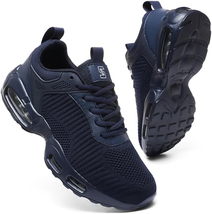 

Беговые кроссовки с воздушной подушкой, дышащие спортивные кроссовки из сетки, черно-бело-серые Generic