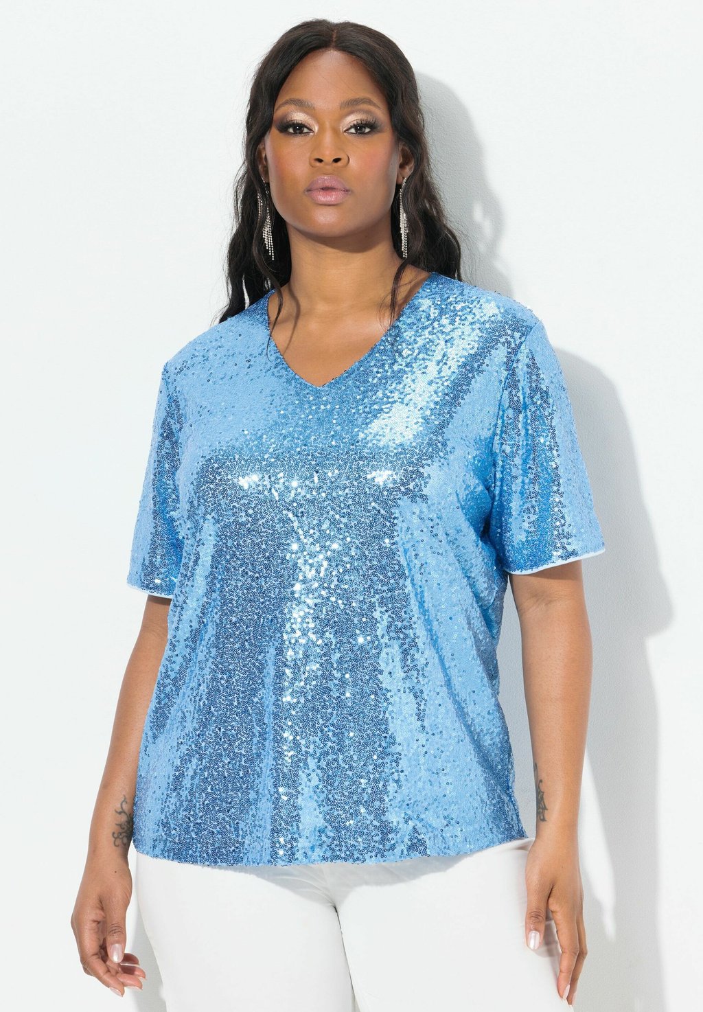 

Блуза V-NECK Ulla Popken, светло-голубой