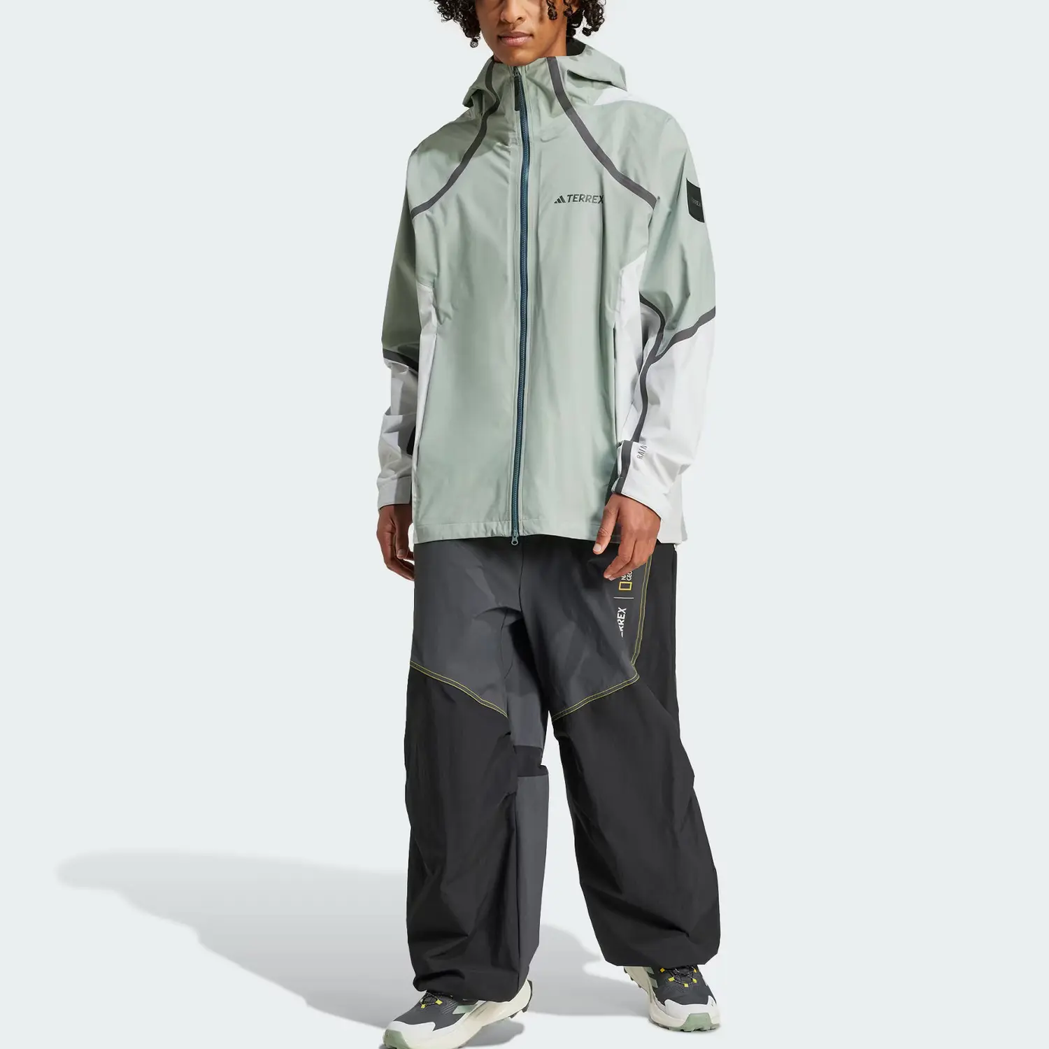 Adidas Национальный географический дождевик с капюшоном, Dusty Green — фото 4