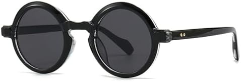 

Популярные модные круглые солнцезащитные очки для женщин, ретро-градиентные очки с защитой от УФ-излучения UV400, модные панк-очки с заклепками для мужчин MTZJH, Black Gray