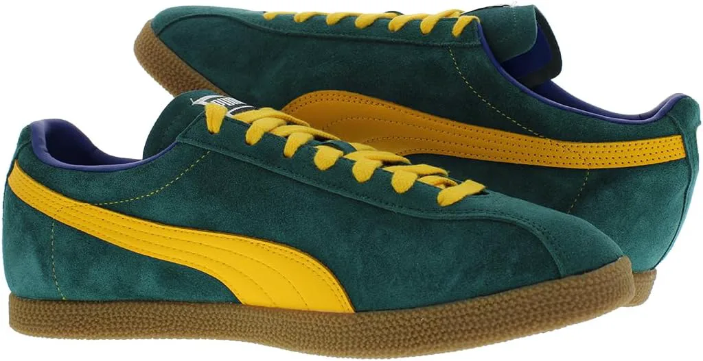 Мужские кроссовки PUMA Brasil на шнуровке для повседневной носки - оранжевые, зеленый — фото 3