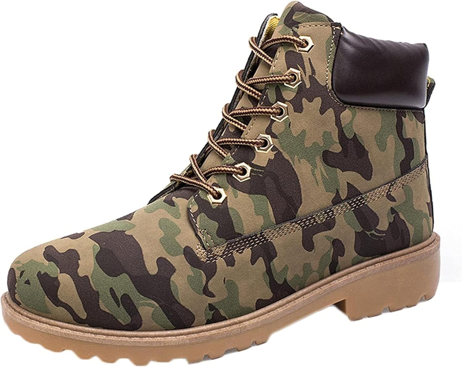 

Мужские ботинки Yiozoi на осень и зиму, с высокой шнуровкой до щиколотки, износостойкие, с круглым носком, утепленные и противоскользящие для прогулок на улице, Camouflage