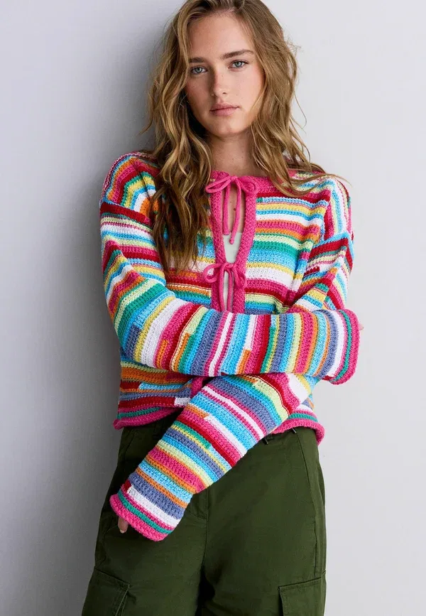 Кардиган Next, pink multi stripe, розовый мульти-полоска
