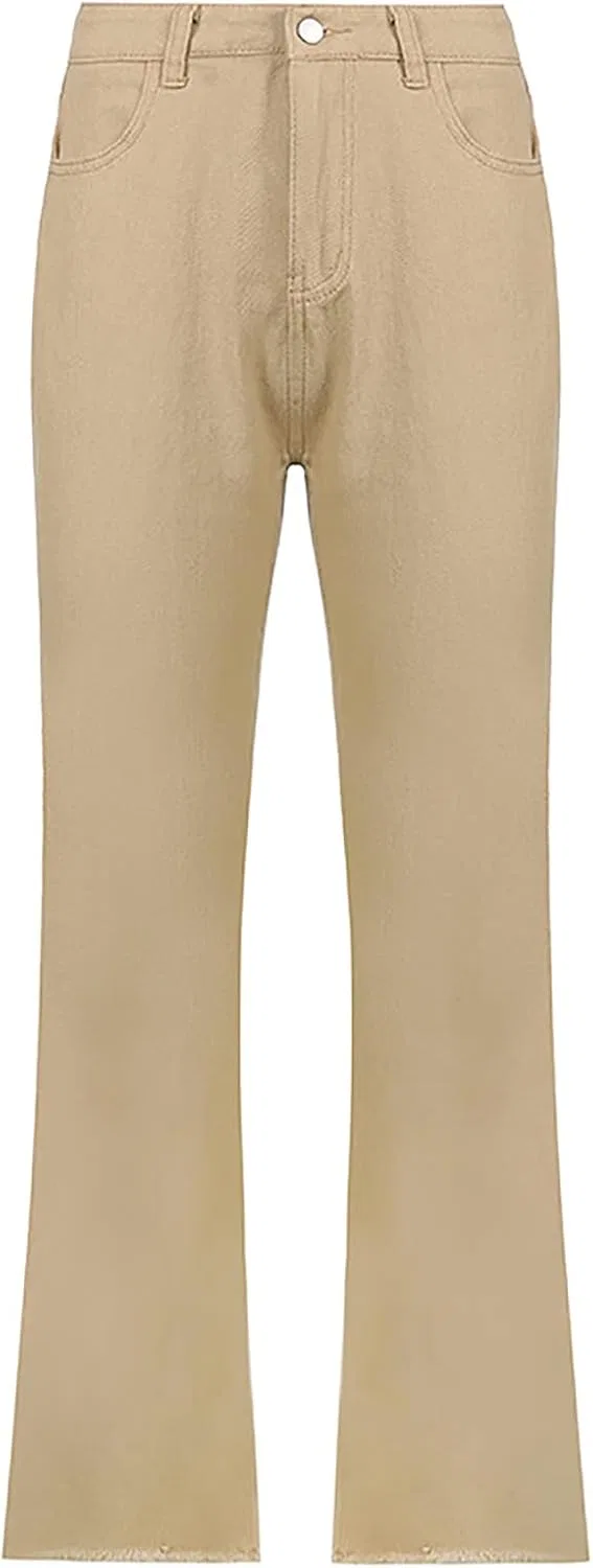 Джинсы свободные, высокие, Beige, Pull On Jeans — фото 3
