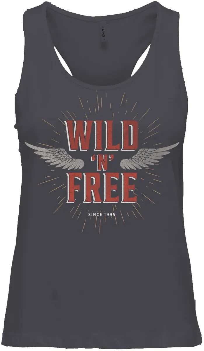 

Only майка "ONLHENNY LIFE REG S/L TANK TOP BOX JRS", цвет Phantom Print:Wild N Free