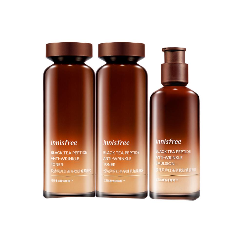 

Наборы для ухода за кожей Unisex Innisfree, Three-Piece Set: 160ml черный Peptide Toner*2+100ml черный Peptide Lotion