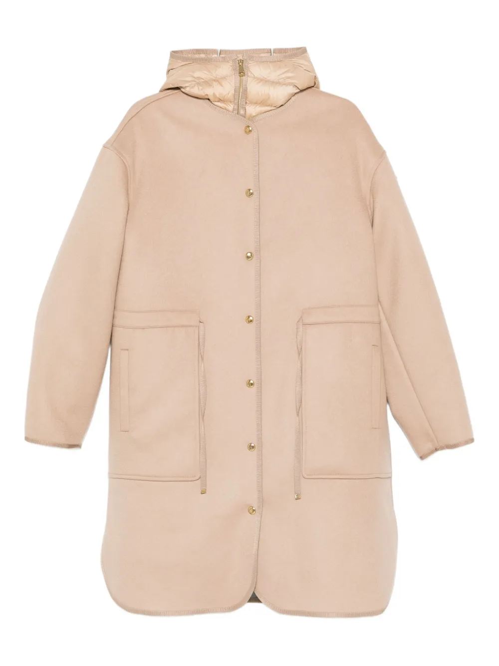 

Пальто с капюшоном и накладными карманами Moncler, нейтральный