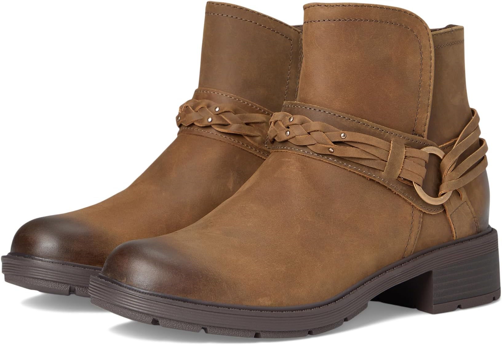 Ботильоны женские Clarks Hearth Kaylie с переплетенным стильным ремешком кожаные, коричневый